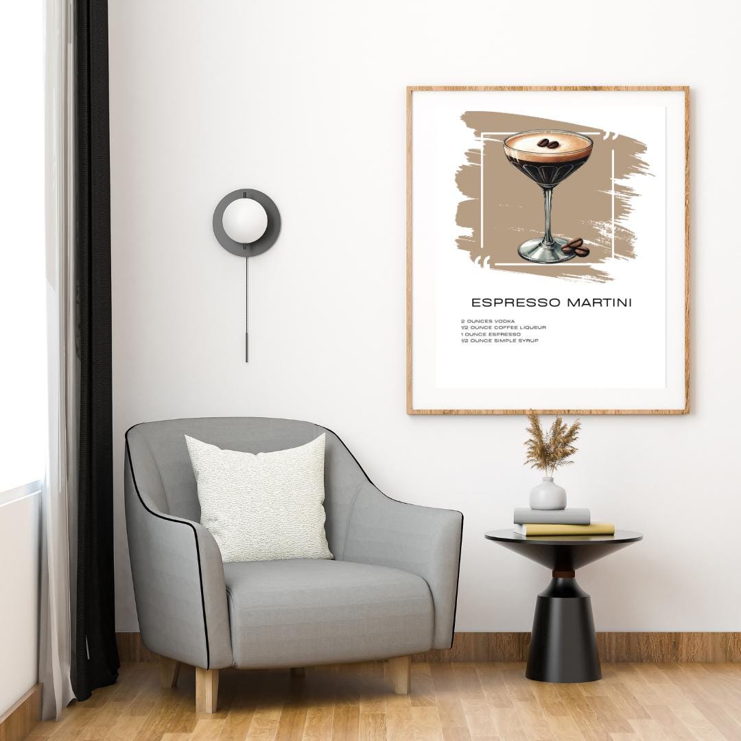 Chic Espresso Martini Recipe Art Print - Cocktail Bar Decor - Social Canvas