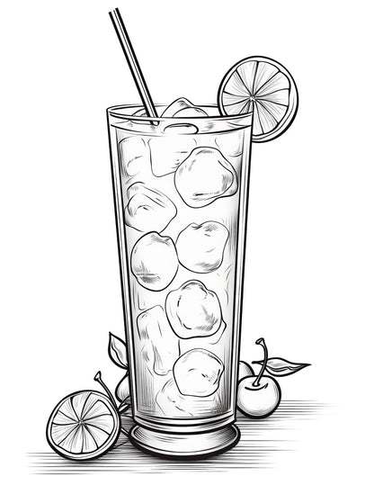 Cocktail Coloring Book | 25-Page Canva Template with Stylish Drink Designs | Fun Cocktail-Themed Coloring Pages for Adults - Social Canvas