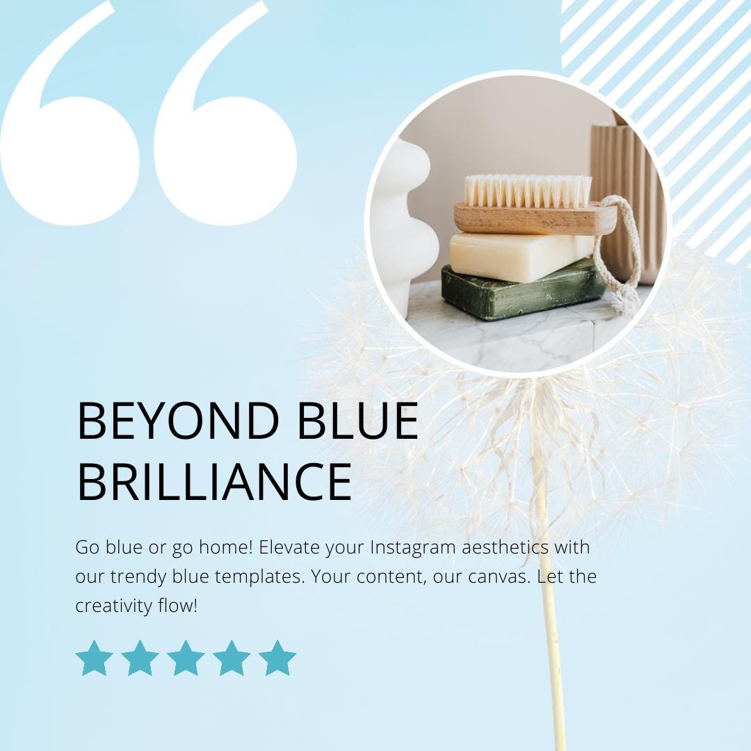 100 Blue Instagram Post Templates Canva | Social Media Graphics | Aesthetic IG Post Templates | Editable & Customizable | Digital Download - Social Canvas