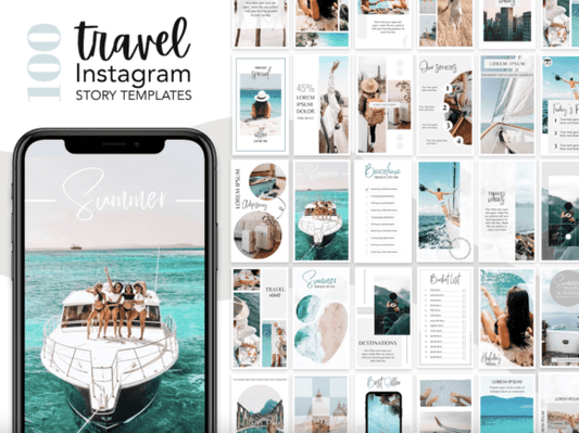 100 Travel Instagram Story Templates – Editable Canva Kit for Bloggers & Creators (MRR) - Social Canvas