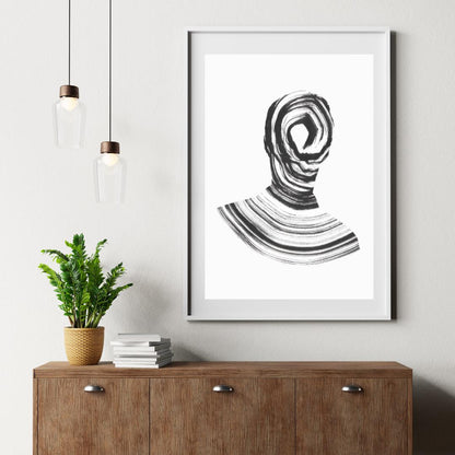 Abstract Black and White Line Art Portrait | Minimalist Modern Wall Art | Contemporary Figurative Art Print for Home Decor - Social Canvas