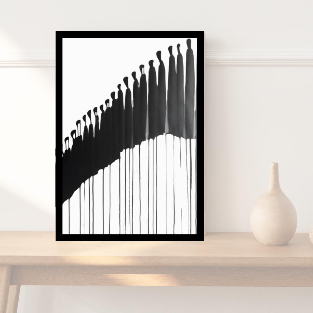 Abstract Drip Silhouette Art | Black and White Minimalist Ink Illustration | Modern Figurative Wall Decor for Stylish Interiors - Social Canvas