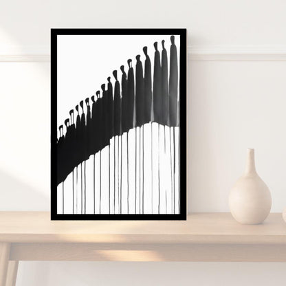 Abstract Drip Silhouette Art | Black and White Minimalist Ink Illustration | Modern Figurative Wall Decor for Stylish Interiors - Social Canvas