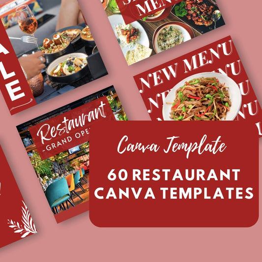 60 Restaurant Canva Templates | Social Media Marketing for Restaurants and Cafes | Menu, Promotions & Grand Opening Posts | Digital Download - Social Canvas