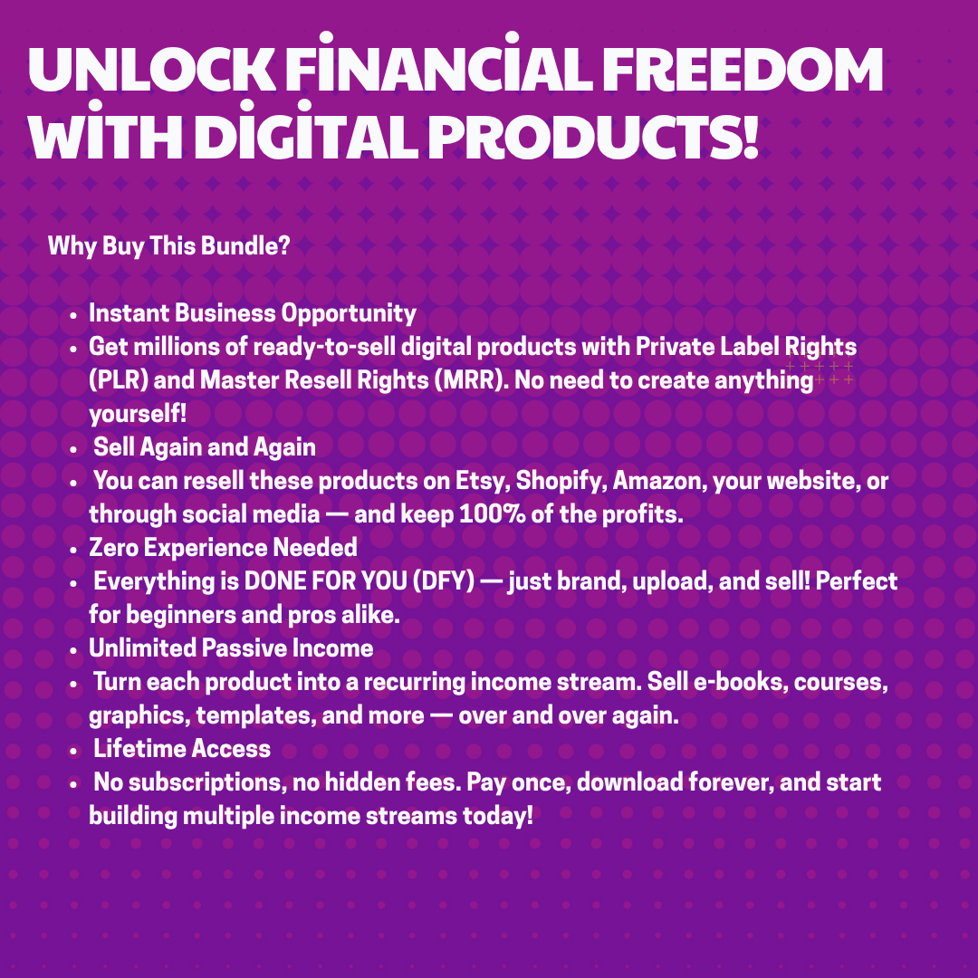 Millions Of Done For You Digital Products with PLR & MRR – Instant Download to Create, Customize & Resell