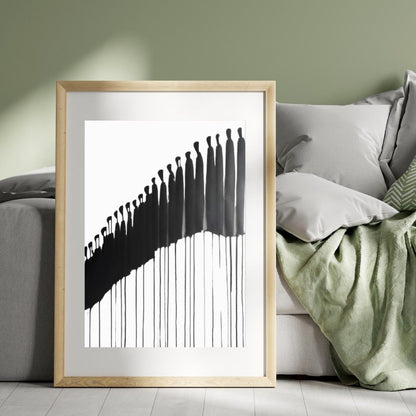 Abstract Drip Silhouette Art | Black and White Minimalist Ink Illustration | Modern Figurative Wall Decor for Stylish Interiors - Social Canvas