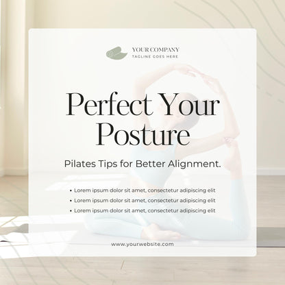 Pilates Social Media Templates | Editable Canva Templates | Fitness, Wellness & Studio Marketing Graphics | Instant Download - Social Canvas
