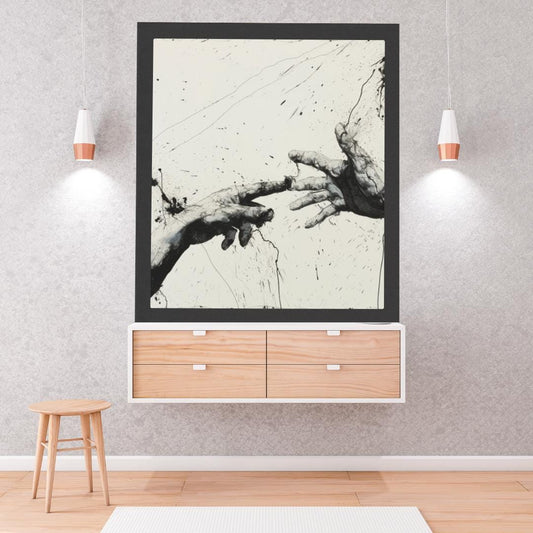 Dynamic Abstract Hand Art Print | Black and White Splatter Painting | Modern Expressionist Wall Art for Home or Office - Social Canvas