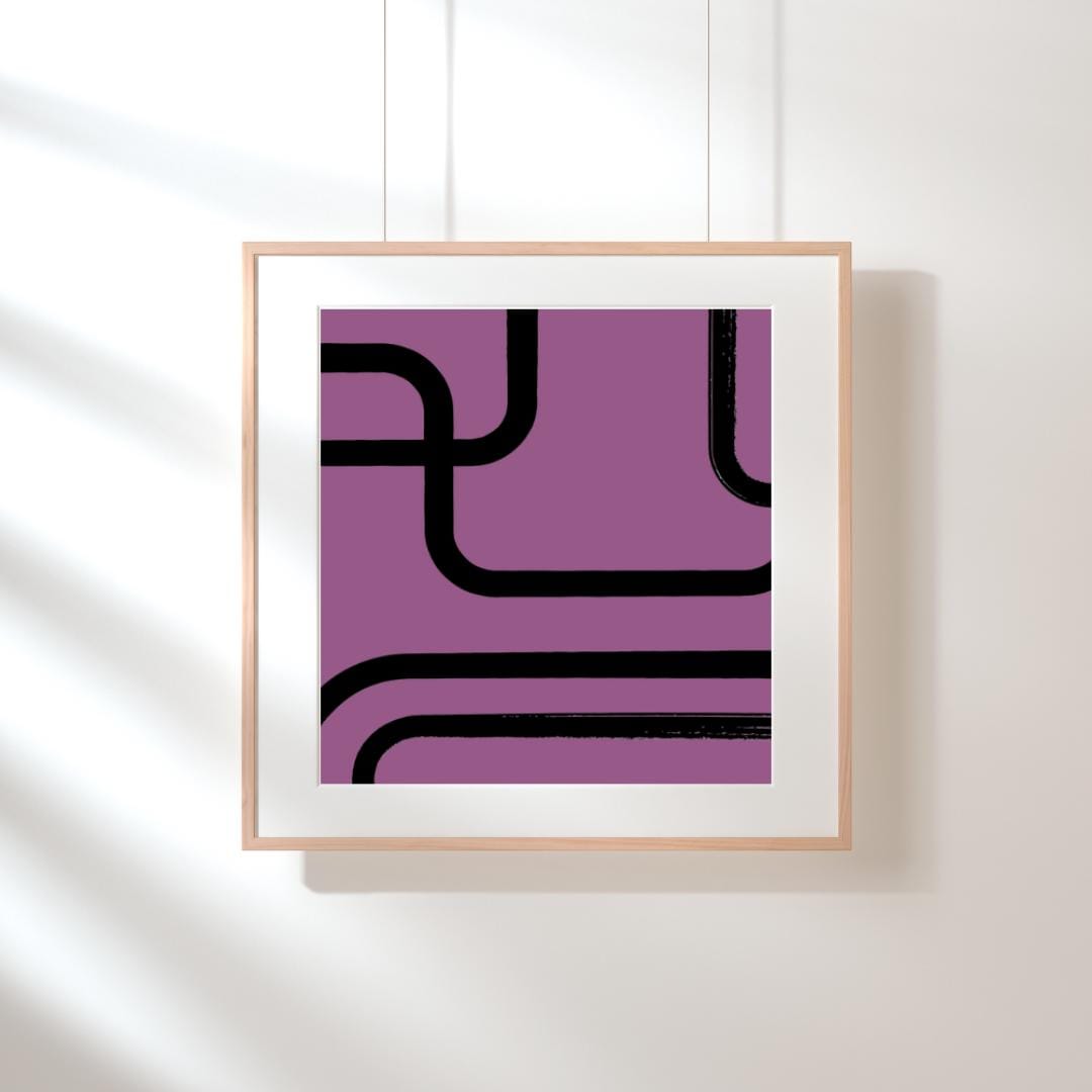 Geometric Abstract Wall Art | Modern Minimalist Purple and Black Design | Mid-Century Inspired Retro Print for Home or Office Decor - Social Canvas