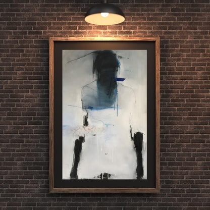 Abstract Figurative Blue and White Painting | Modern Minimalist Artwork | Emotional Expressionist Wall Art for Contemporary Interiors - Social Canvas