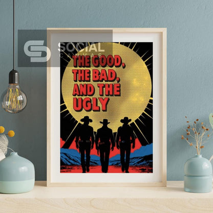 The Good, The Bad, and The Ugly Pop Art Poster - Classic Western Movie Wall Art Decor - Social Canvas