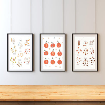 Set of 5 Kids Alphabet and Numbers Posters - Educational Wall Art for Learning - Social Canvas