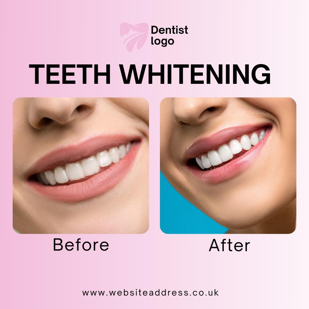 6 Dentist Instagram Post Templates | Social Media Planner and Analytics Guide | Canva Template Bundle for Dental Clinics & Oral Health Tips - Social Canvas