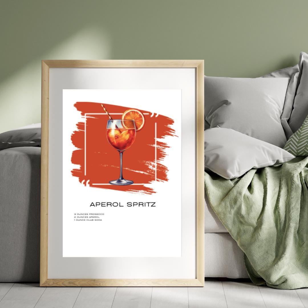 Aperol Spritz Recipe Art Print - Vibrant Cocktail Decor for Home Bars - Social Canvas