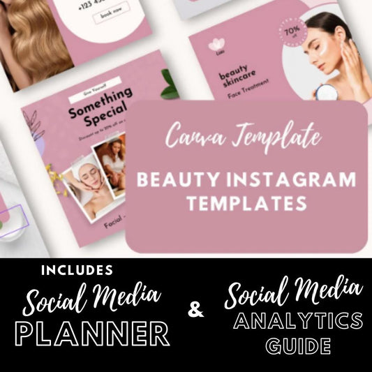 Beauty Instagram Templates Canva | Social Media Kit for Salons, Skincare and Beauty Brands | Promotional & Aesthetic Posts - Social Canvas