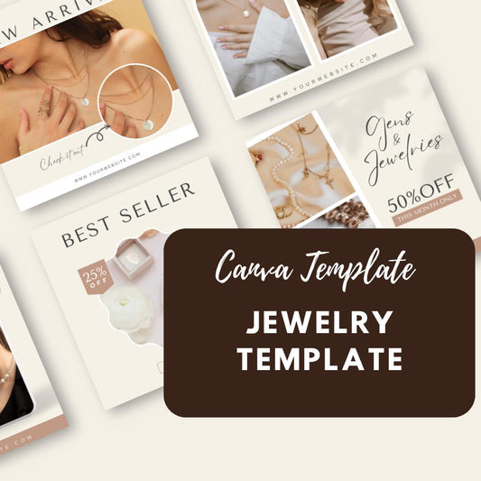 Jewelry Social Media Canva Templates | Instagram & Pinterest Marketing Kit for Jewelry Brands and Etsy Sellers - Social Canvas