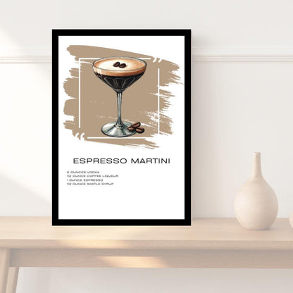 Chic Espresso Martini Recipe Art Print - Cocktail Bar Decor - Social Canvas