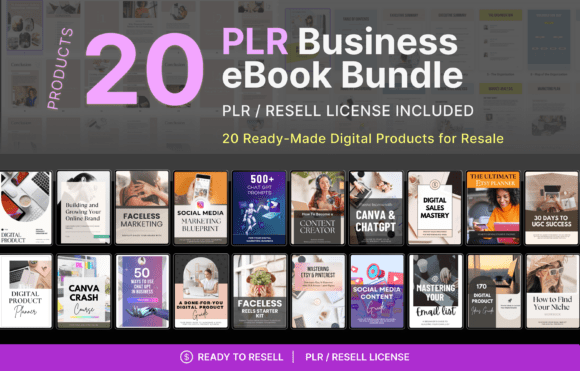 20 PLR Business Book Bundle – Editable Canva Templates for Digital Product Sellers - Social Canvas