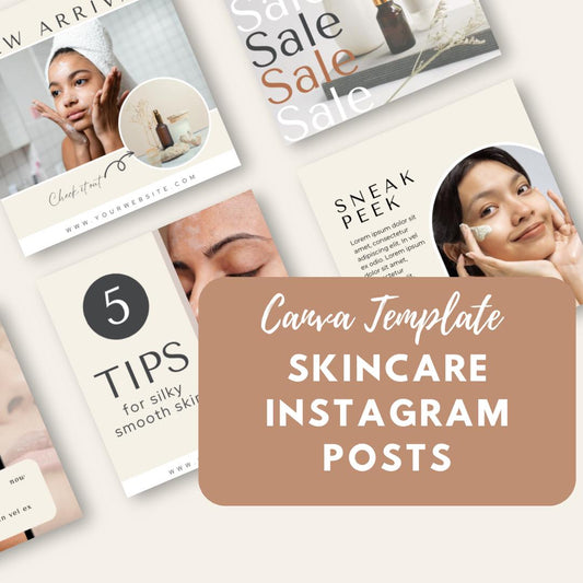 Skincare Social Media Canva Templates | Beauty & Esthetician Marketing Kit for Instagram and Pinterest - Social Canvas