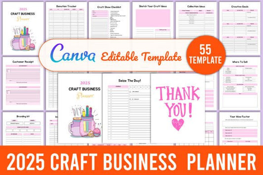 2025 Craft Business Planner – Editable Canva Template for Handmade Entrepreneurs - Social Canvas