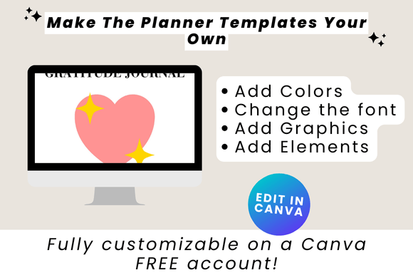 2025 Gratitude Journal for Women – Editable Canva Template for Self-Care & Reflection (MRR) - Social Canvas