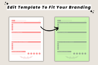 2025 Gratitude Journal for Women – Editable Canva Template for Self-Care & Reflection (MRR) - Social Canvas