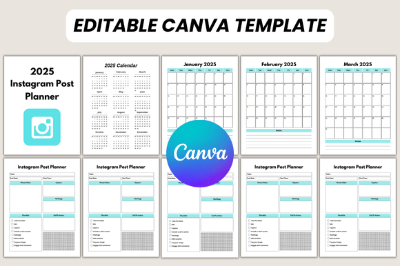 Canva Instagram Content Planner 2025 – Schedule & Plan Posts with Ease (MRR) - Social Canvas
