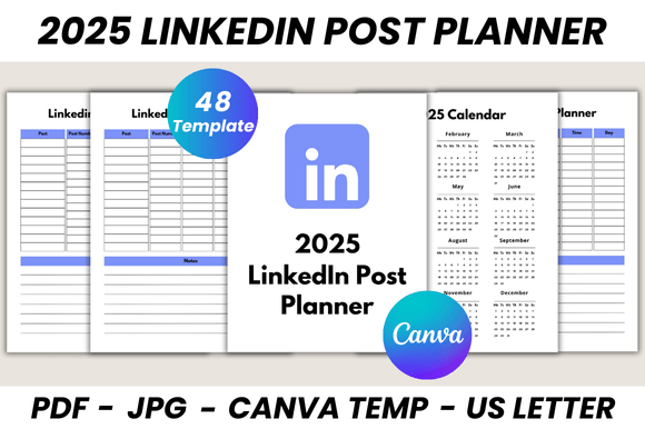 2025 LinkedIn Post Planner – Editable Canva Template for Professionals & Coaches (MRR) - Social Canvas