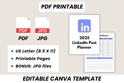 2025 LinkedIn Post Planner – Editable Canva Template for Professionals & Coaches (MRR) - Social Canvas