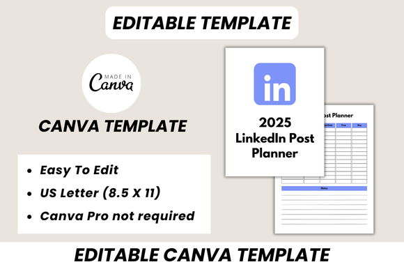 2025 LinkedIn Post Planner – Editable Canva Template for Professionals & Coaches (MRR) - Social Canvas