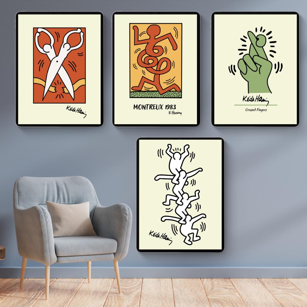Keith Haring’s Iconic Inspired Print Collection (100 Unique Designs) - Retro Modern Wall Art - Social Canvas