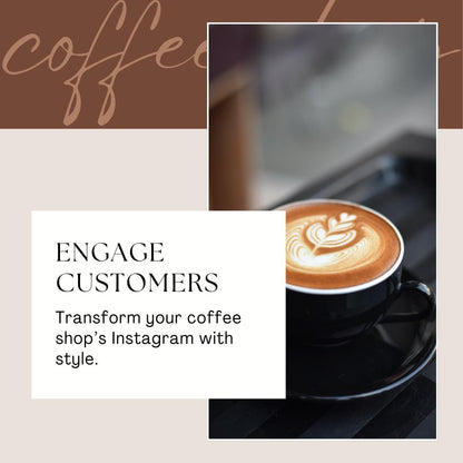 Coffee Shop Instagram Templates | Social Media Planner and Analytics Guide | Café Social Media Kit | Instagram, Pinterest and Facebook - Social Canvas