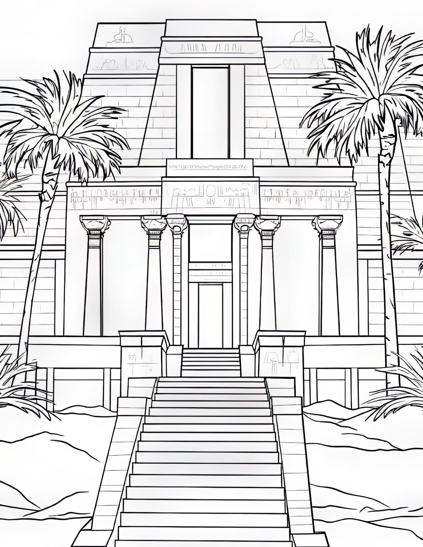 Temple Coloring Book | 25-Page Canva Template with Sacred Architecture Designs | Spiritual & Cultural Landmark Coloring Pages - Social Canvas