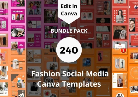 240 Fashion Social Media Canva Templates - Social Canvas