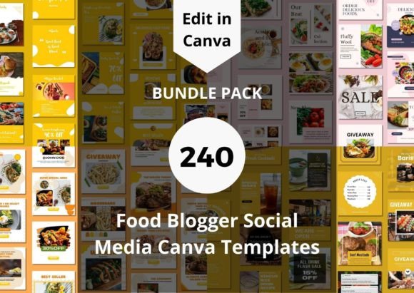 240 Food Blogger Social Media Templates - Social Canvas