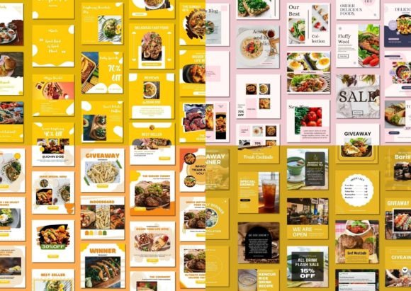 240 Food Blogger Social Media Templates - Social Canvas