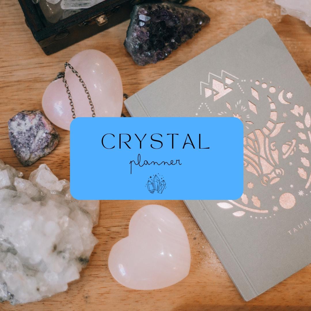 Crystal Planner Canva Template | Printable Crystal Journal | Energy Healing and Crystal Log | Spiritual and Chakra Tracker - Social Canvas