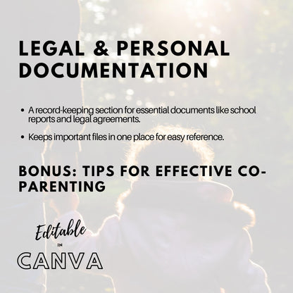 Co-Parenting Journal | Printable Digital Planner for Separated Parents | Shared Custody Organizer | Child’s Well-being | Editable on Canva - Social Canvas