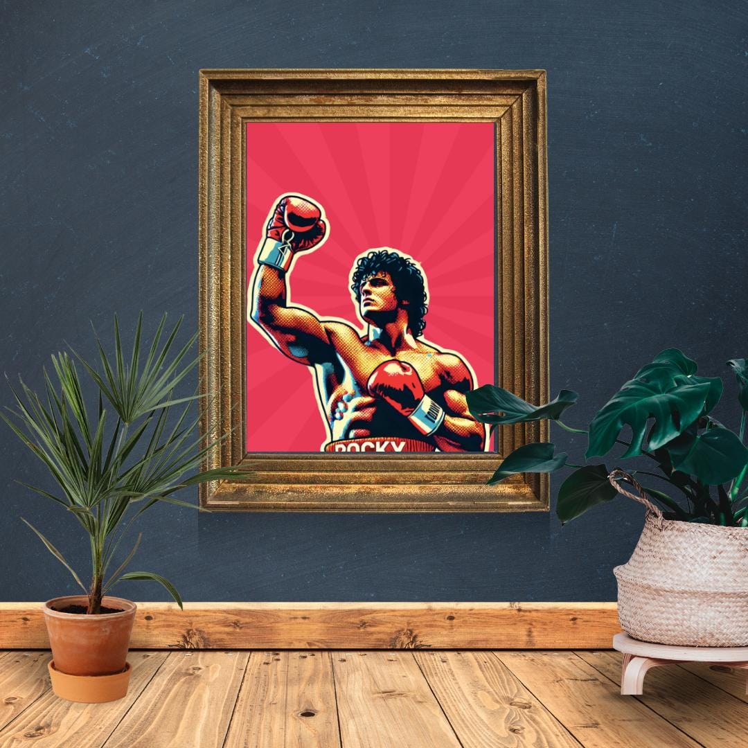 Rocky Style Pop Art Poster - Iconic Boxing Champion Wall Decor - Social Canvas