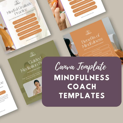 30 Mindfulness Coach Social Media Templates | Editable Canva Templates | Meditation, Self-Care & Wellness Instagram Posts | Instant Download - Social Canvas