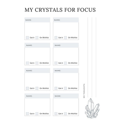 Crystal Planner Canva Template | Printable Crystal Journal | Energy Healing and Crystal Log | Spiritual and Chakra Tracker - Social Canvas