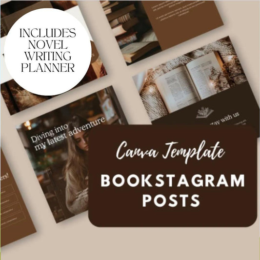 Bookstagram Canva Templates | Aesthetic Instagram Posts for Book Lovers & Reviewers | Includes  Novel Writing Planner - Social Canvas