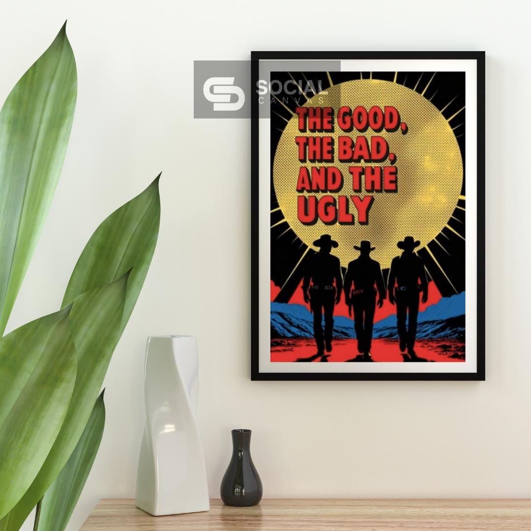 The Good, The Bad, and The Ugly Pop Art Poster - Classic Western Movie Wall Art Decor - Social Canvas