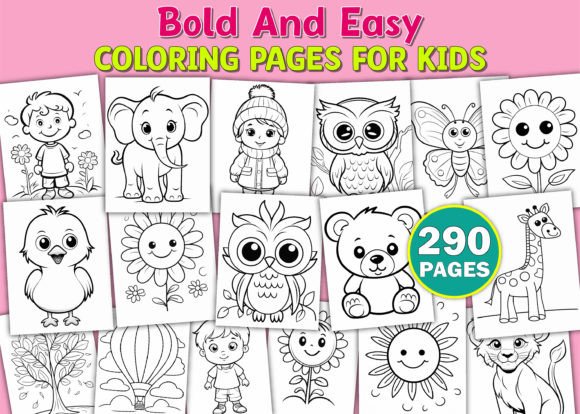 290 Bold and Easy Coloring Pages - KDP - Social Canvas