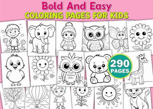290 Bold and Easy Coloring Pages - KDP - Social Canvas