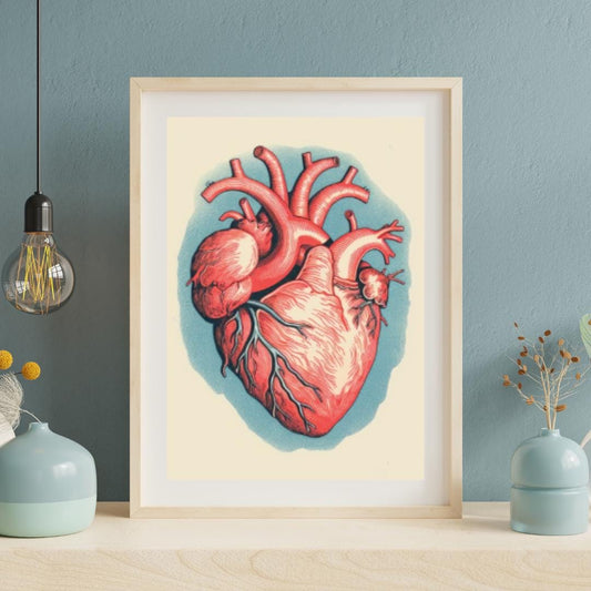 Anatomical Heart Art Print – Vintage Medical Illustration for Unique Wall Decor – Bold Anatomy Art for Home or Office - Social Canvas