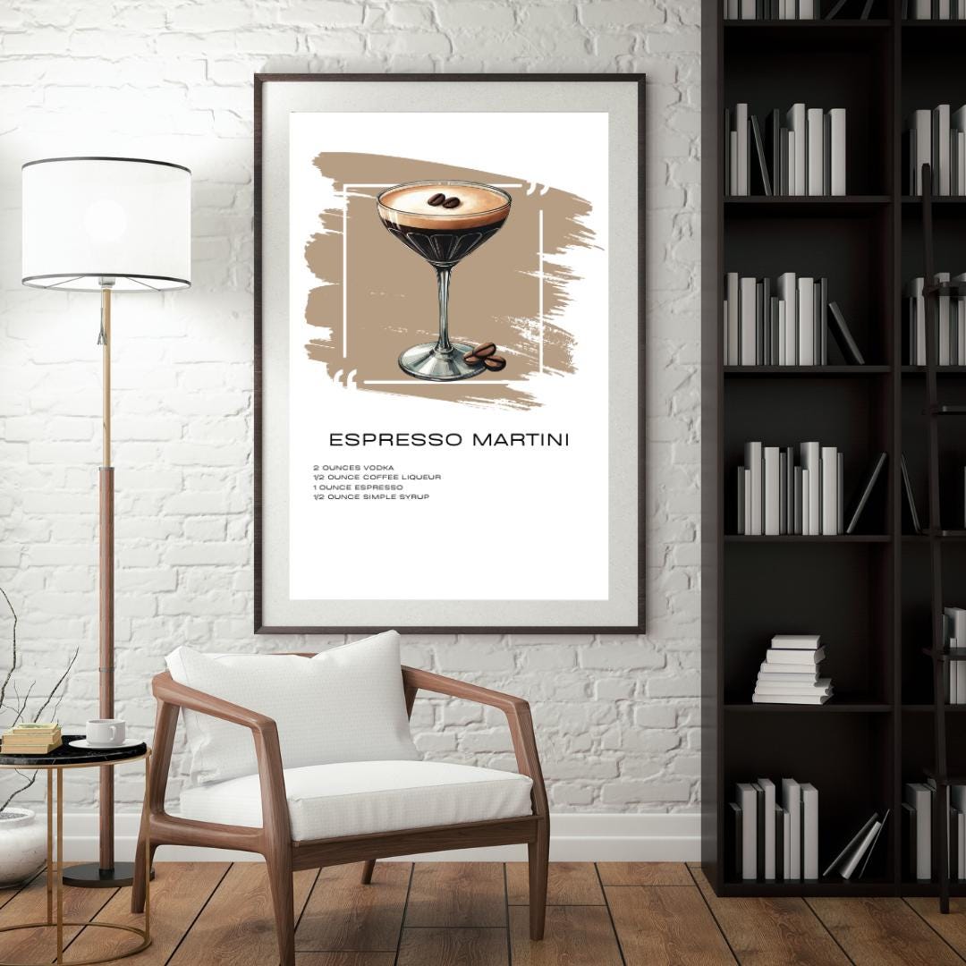 Chic Espresso Martini Recipe Art Print - Cocktail Bar Decor - Social Canvas