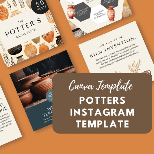 Potter’s Instagram Social Media Canva Templates | Handmade Ceramics & Pottery Marketing Kit for Instagram and Pinterest - Social Canvas