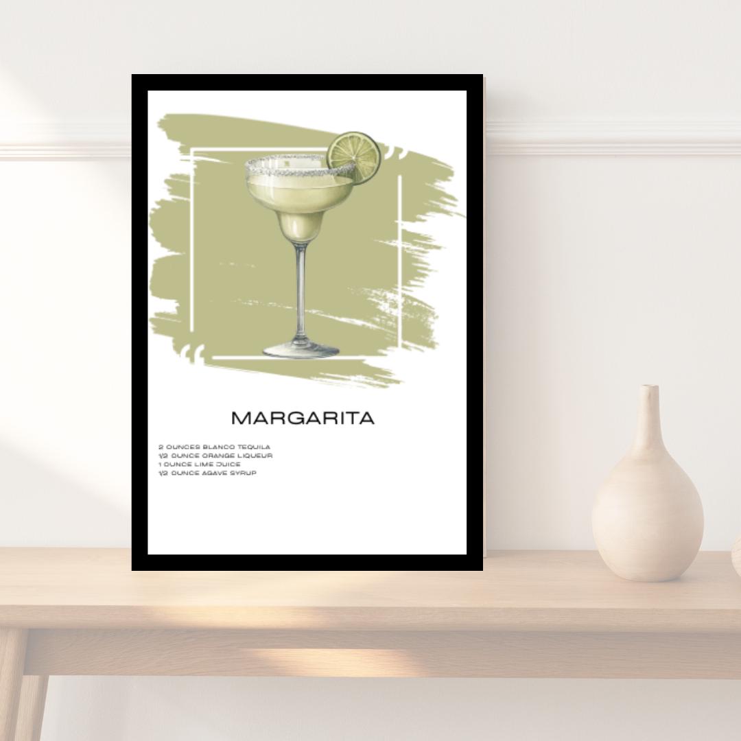 Margarita Recipe Art Print - Classic Cocktail Wall Decor for Home Bars - Social Canvas