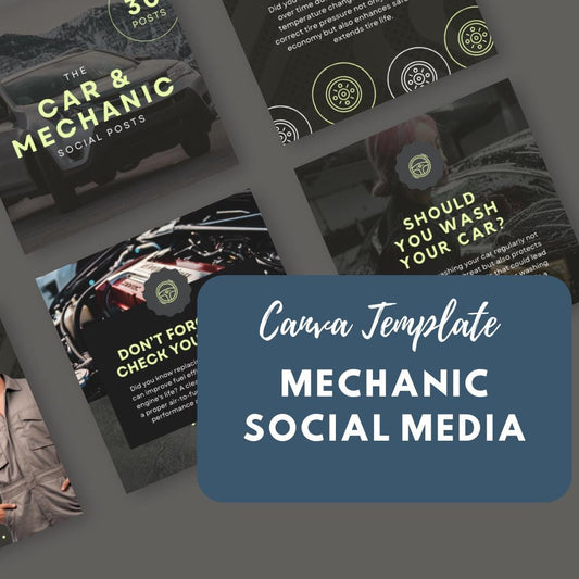 Mechanic Social Media Canva Templates | Auto Repair and Car Maintenance Marketing Kit for Instagram and Facebook - Social Canvas